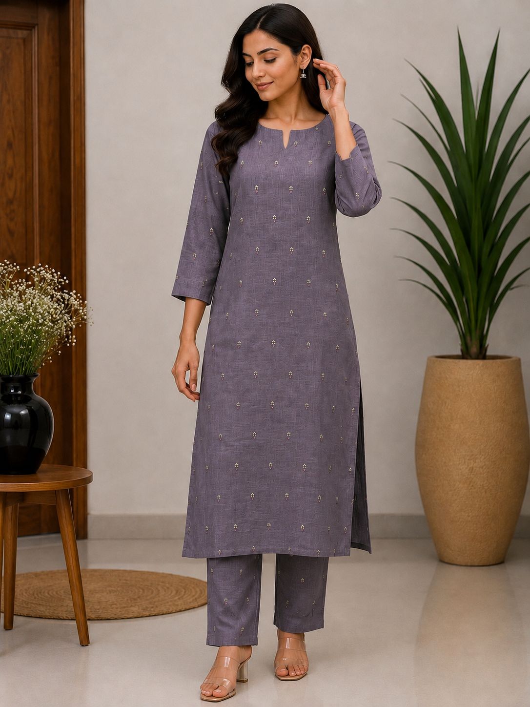 Linen purple coord set