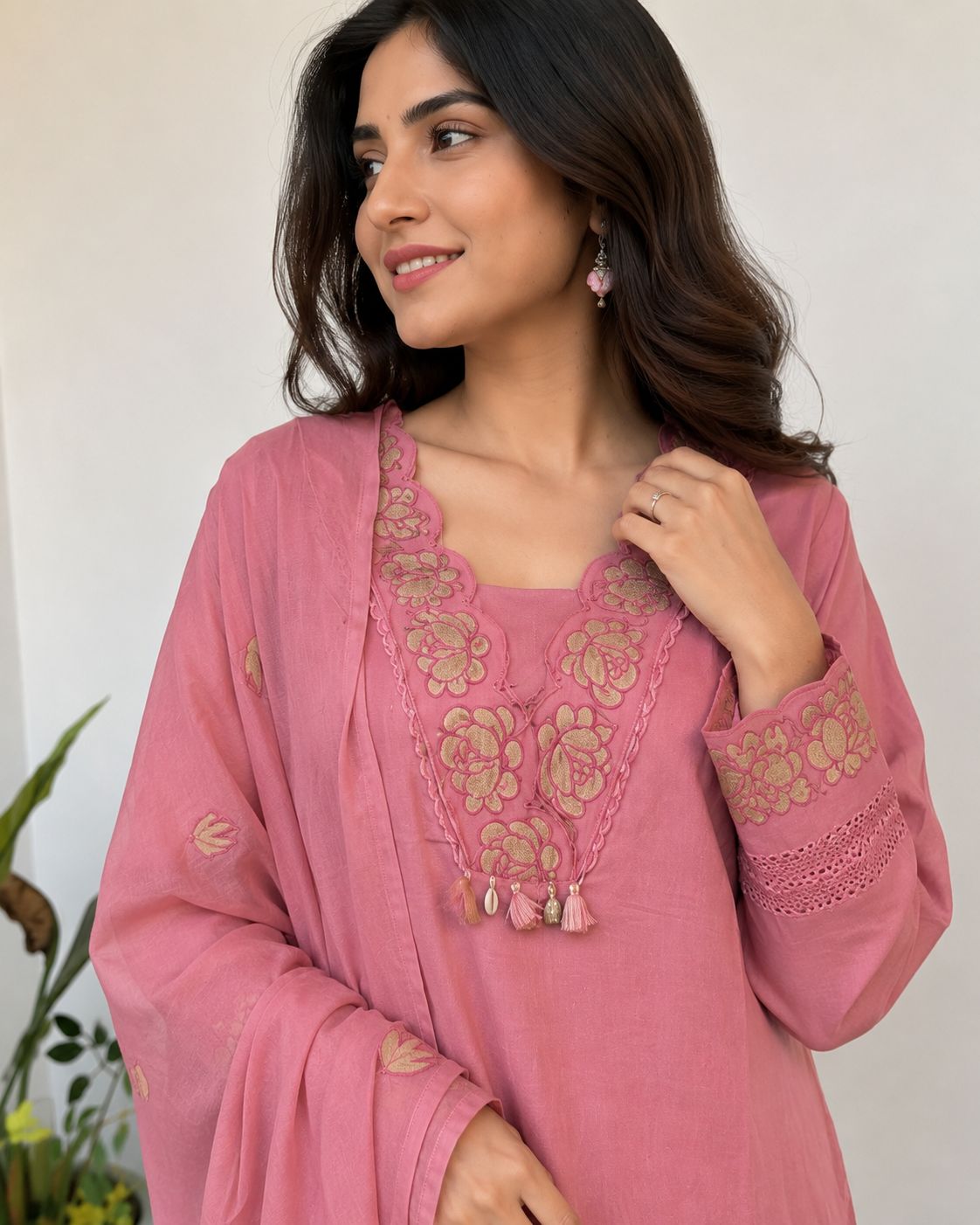Soft pink cotton salwar thumbnail