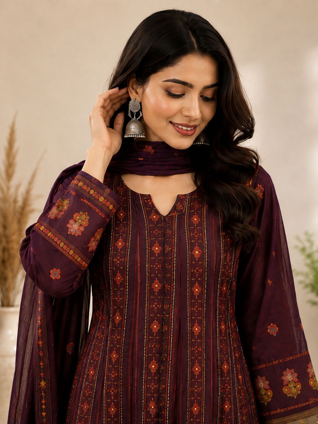 Linen Anarkali-brown thumbnail