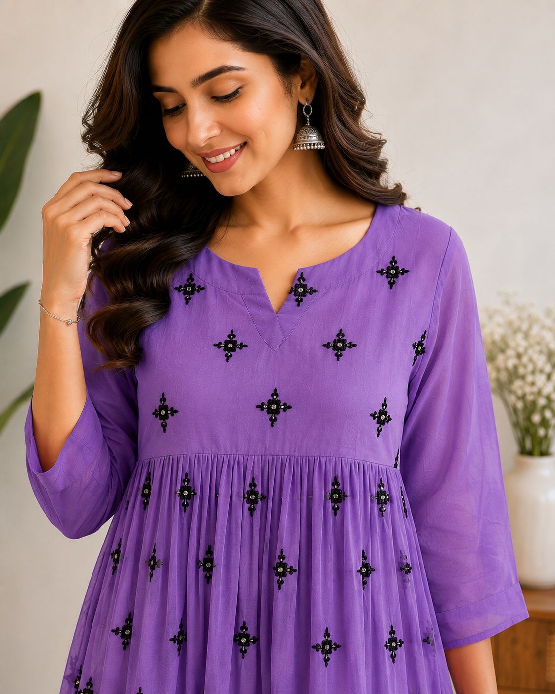 Maxi -Elegant purple A-line top