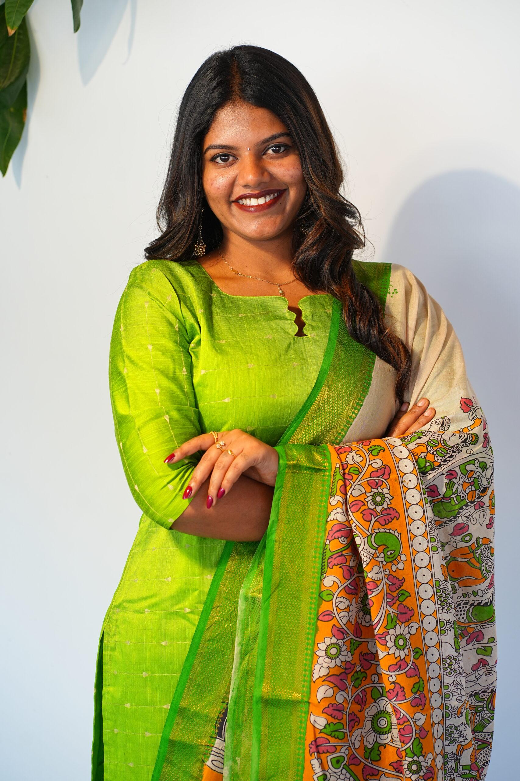 Raw silk butta three piece set-green