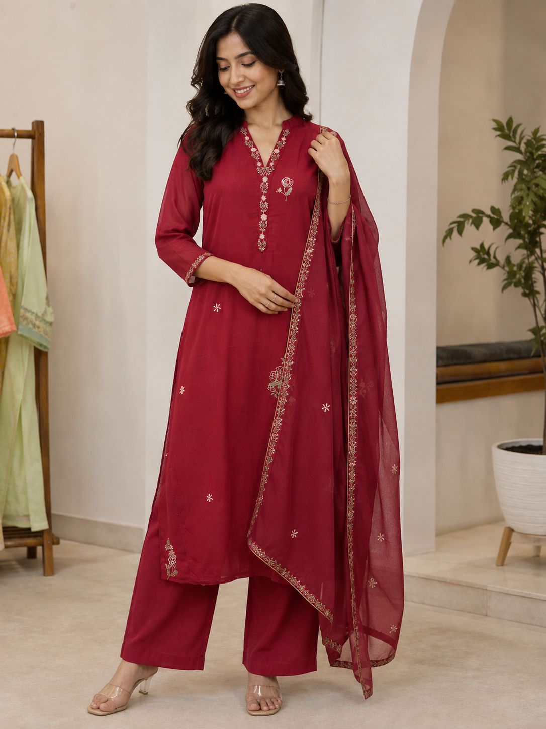 Mulcotton three piece kurta set