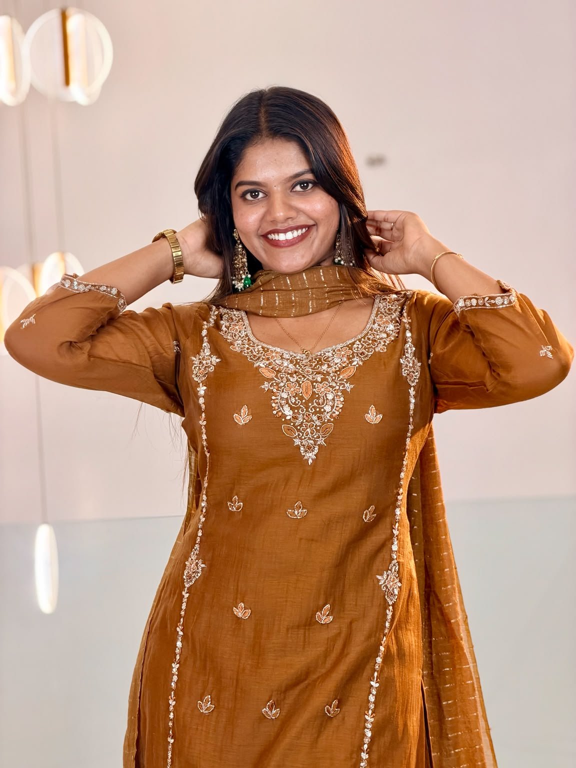 Mul Chanderi -Sharara caramel brown thumbnail