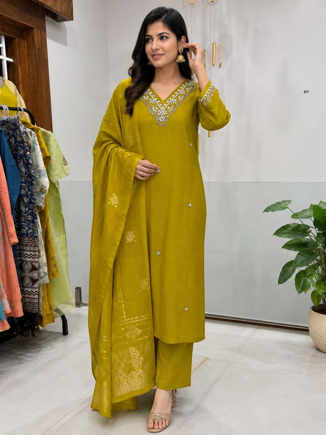 Elegant mustard yellow three-piece set