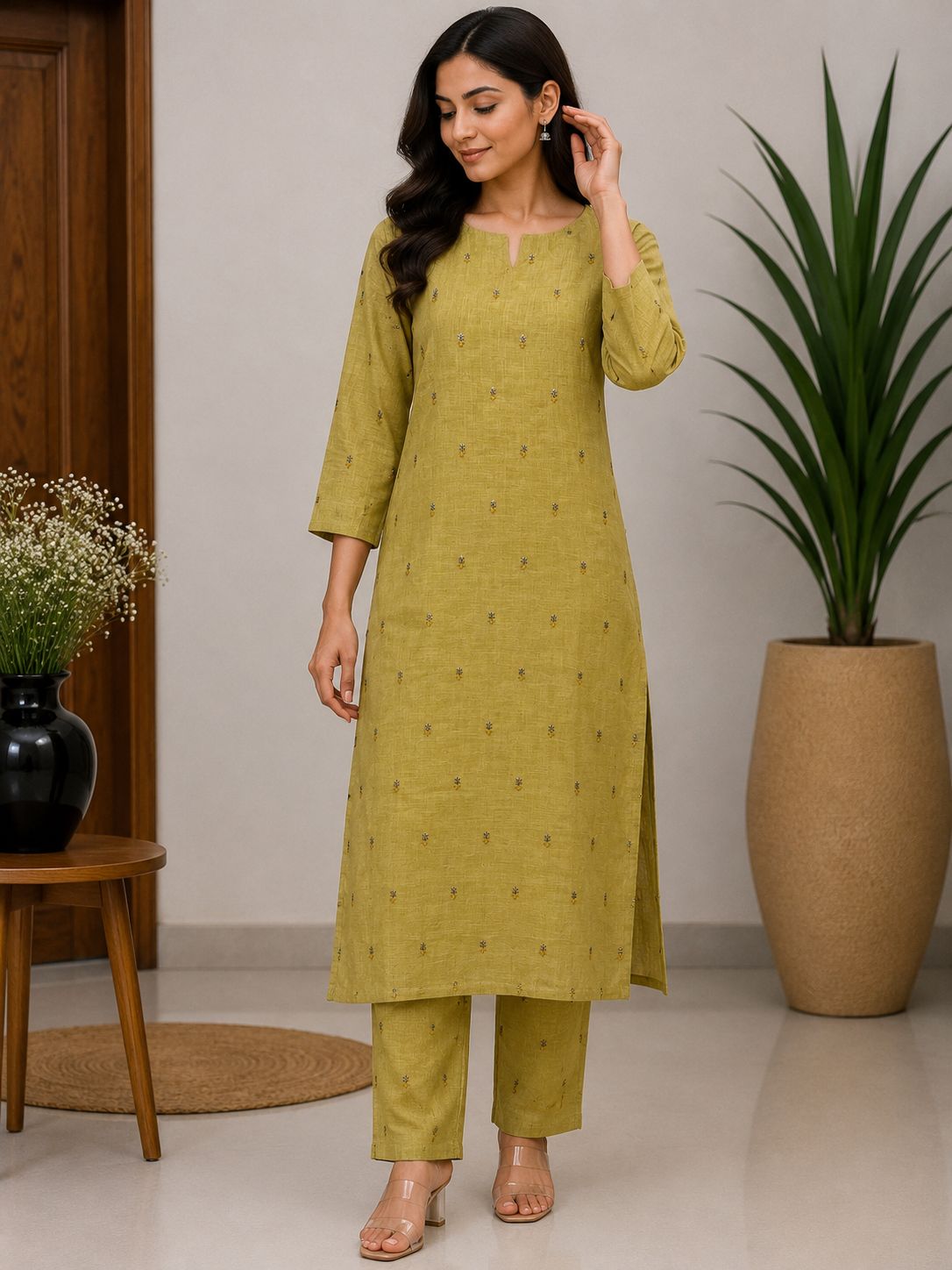 Linen coord set-mustard yellow