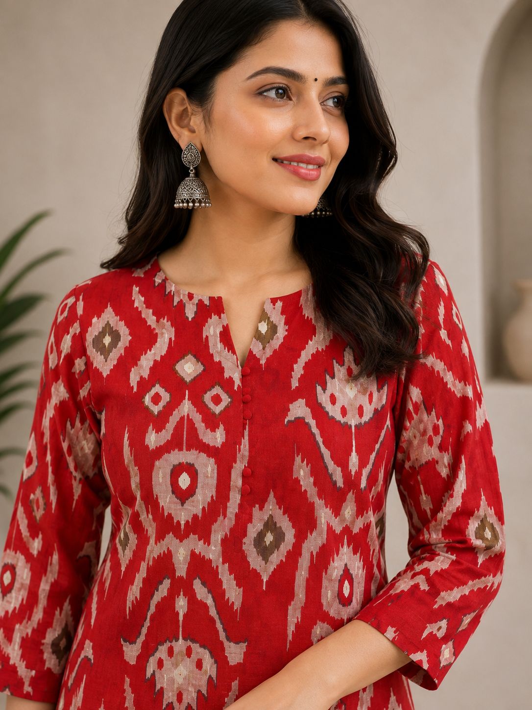 Premium cotton coord ser -Red thumbnail