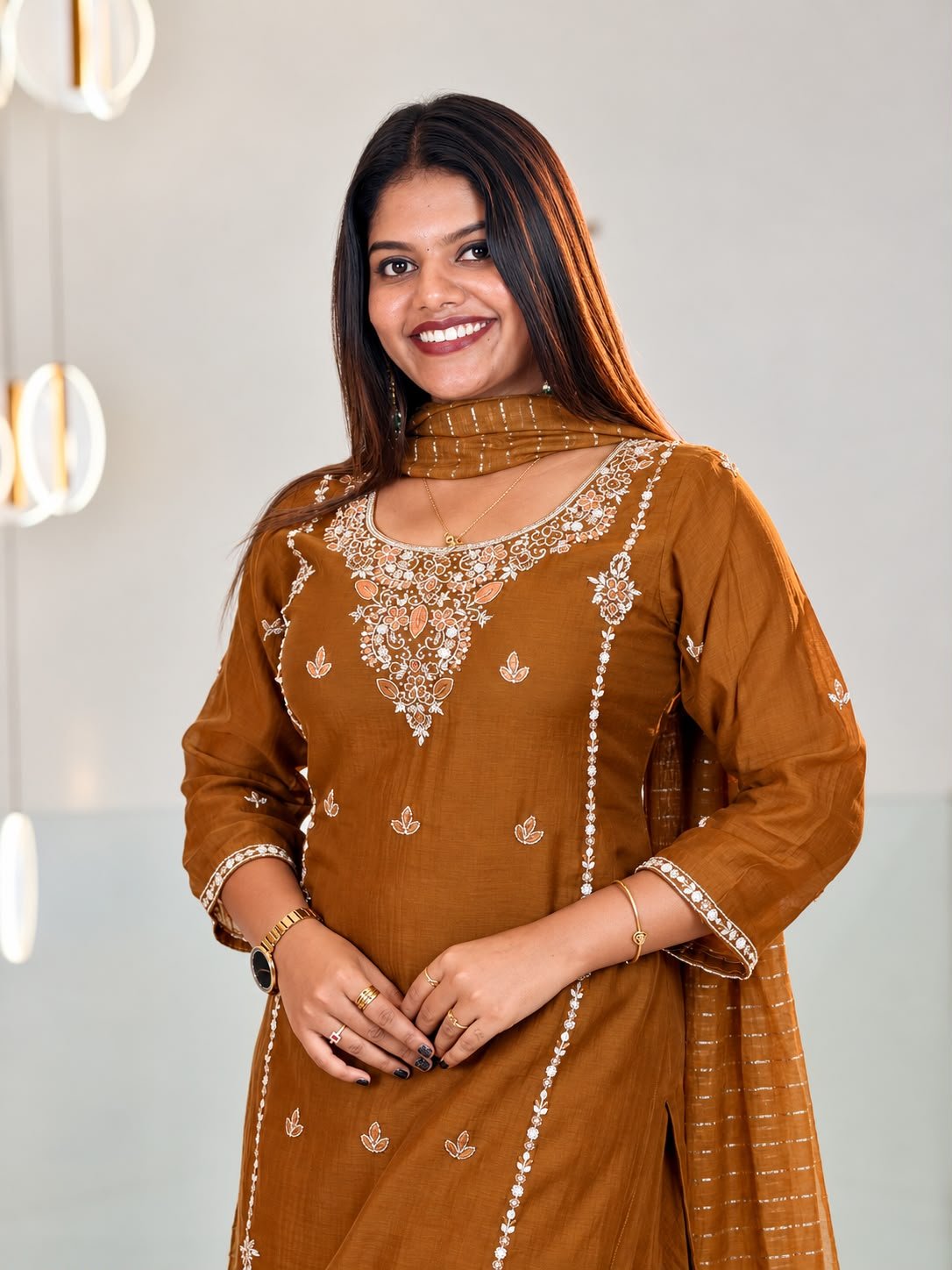 Mul Chanderi -Sharara caramel brown thumbnail