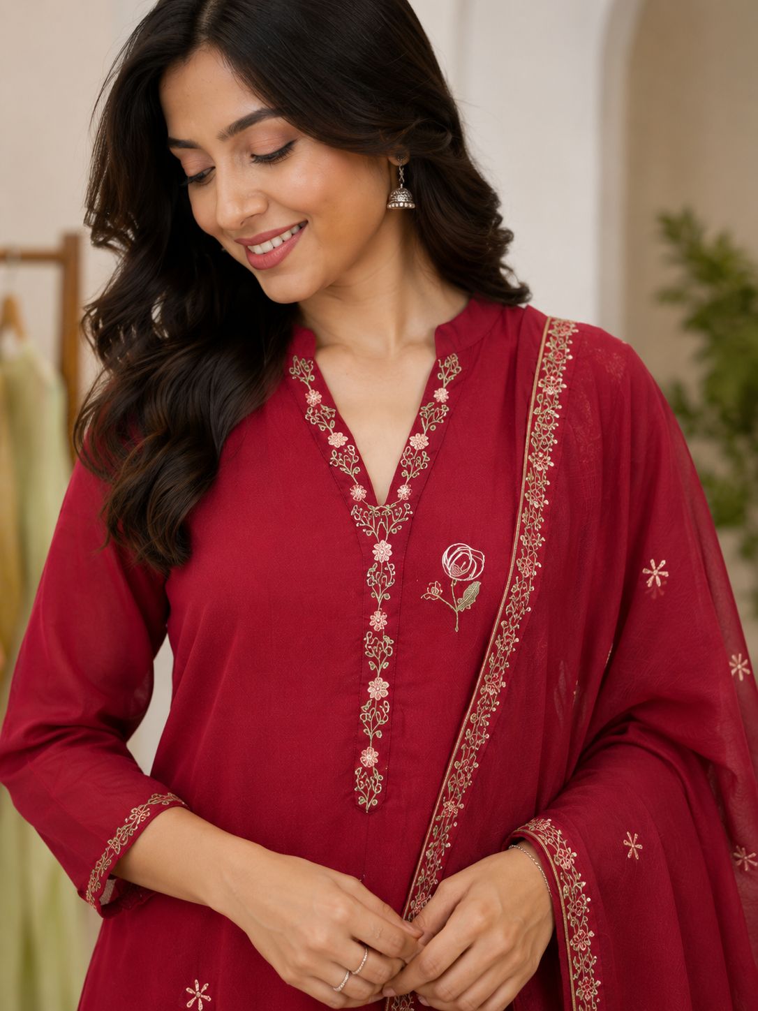 Mulcotton three piece kurta set thumbnail