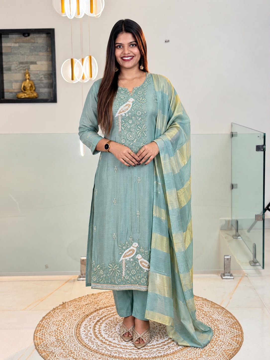Glass Tissue Embroidered Dress Salwar set