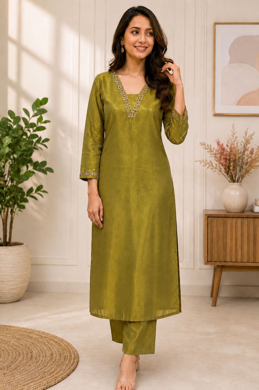 Tissue Handwork Coord -Olive green