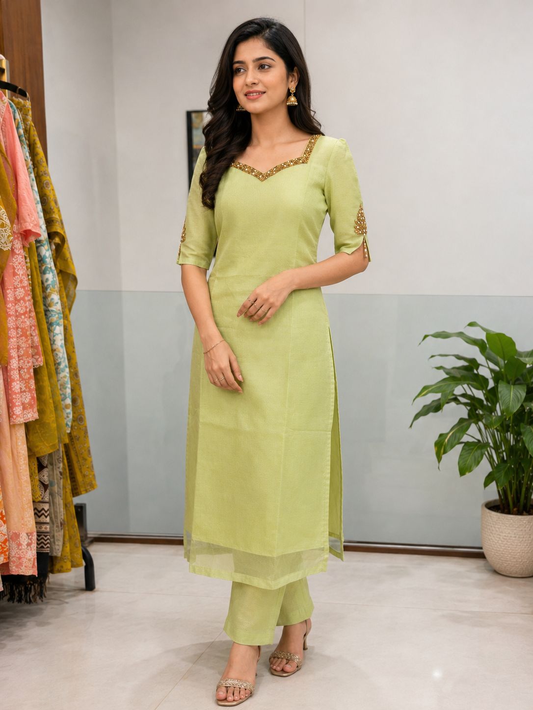 Kota handwork coord -light green thumbnail