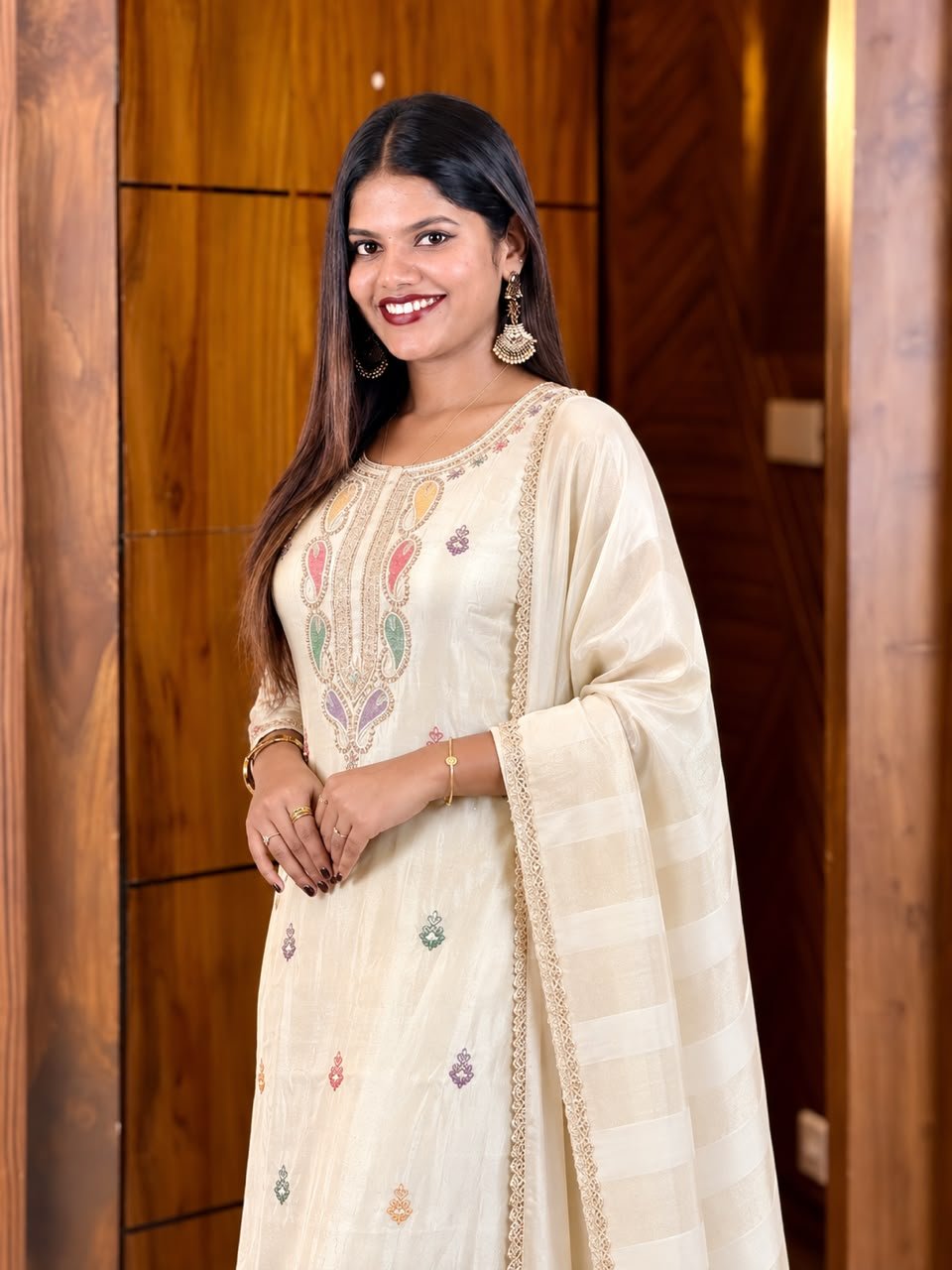 Chinnon Embroidered Ivory Dress Set thumbnail
