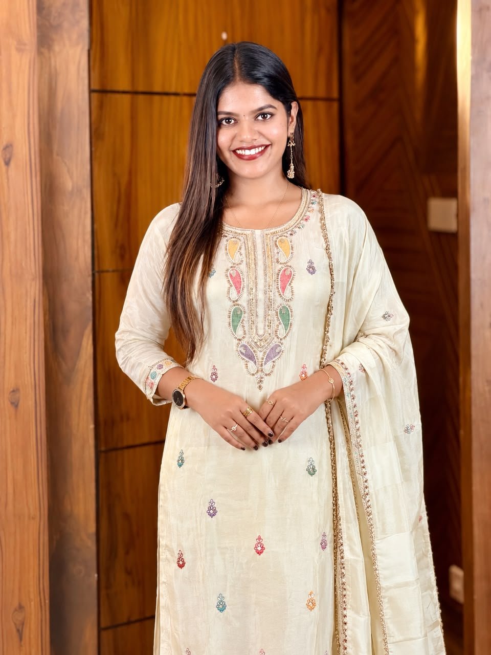 Chinnon Embroidered Ivory Dress Set thumbnail