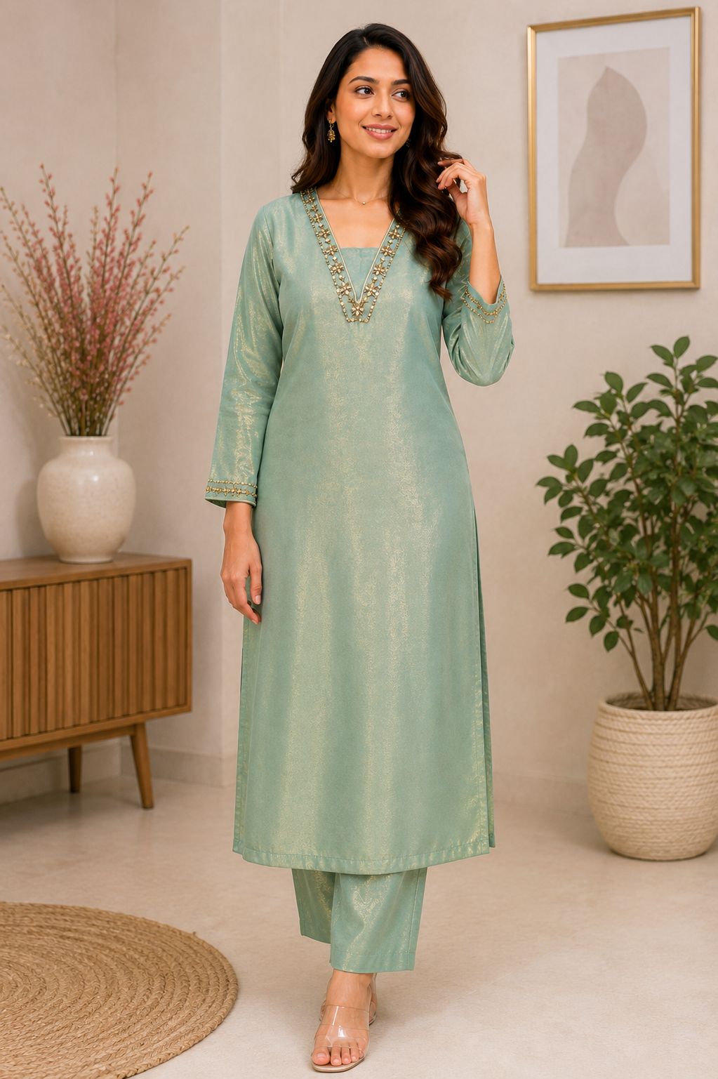 Tissue handwork coord -Seafoam green