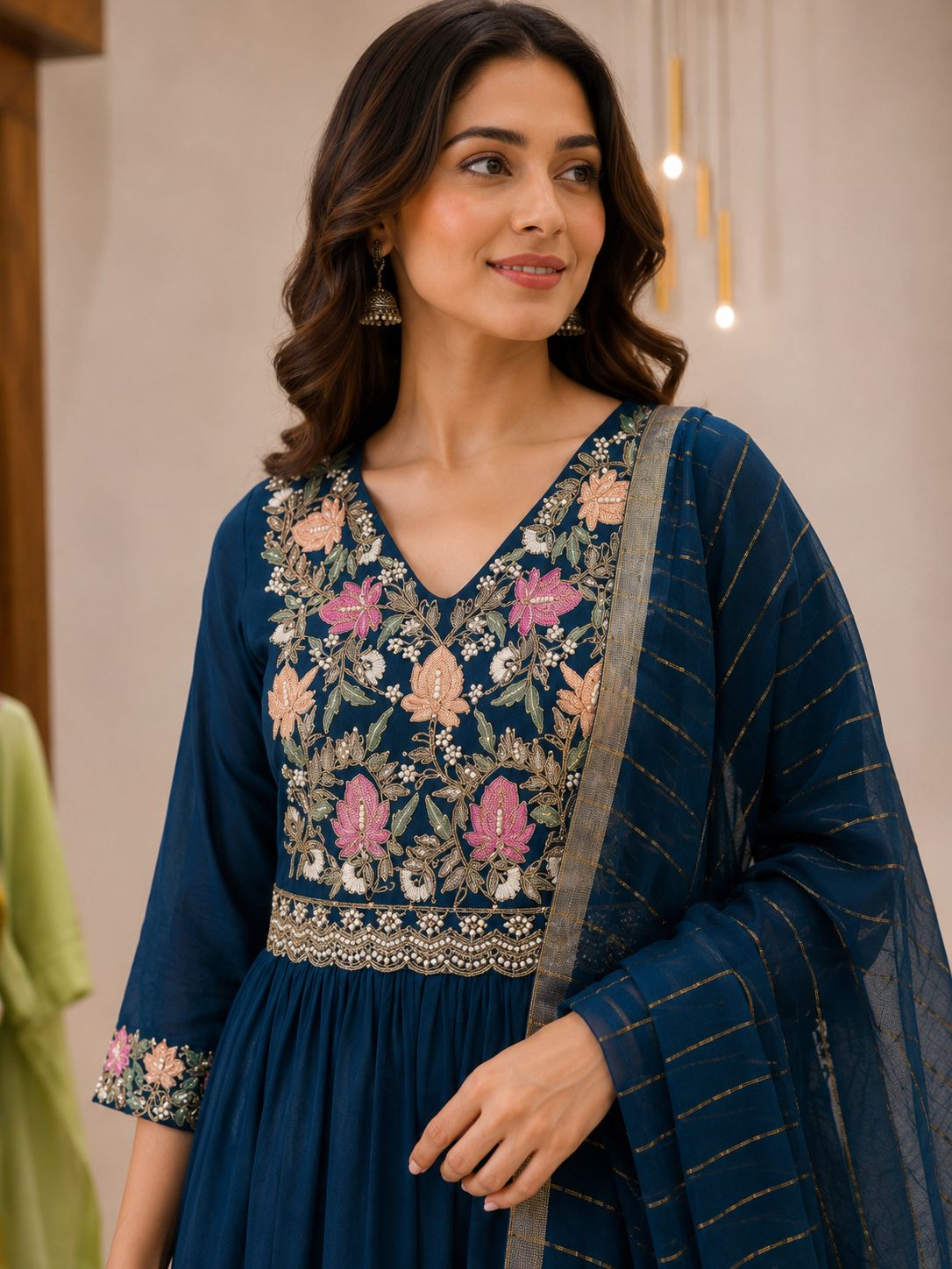 Premium dark blue salwar set thumbnail