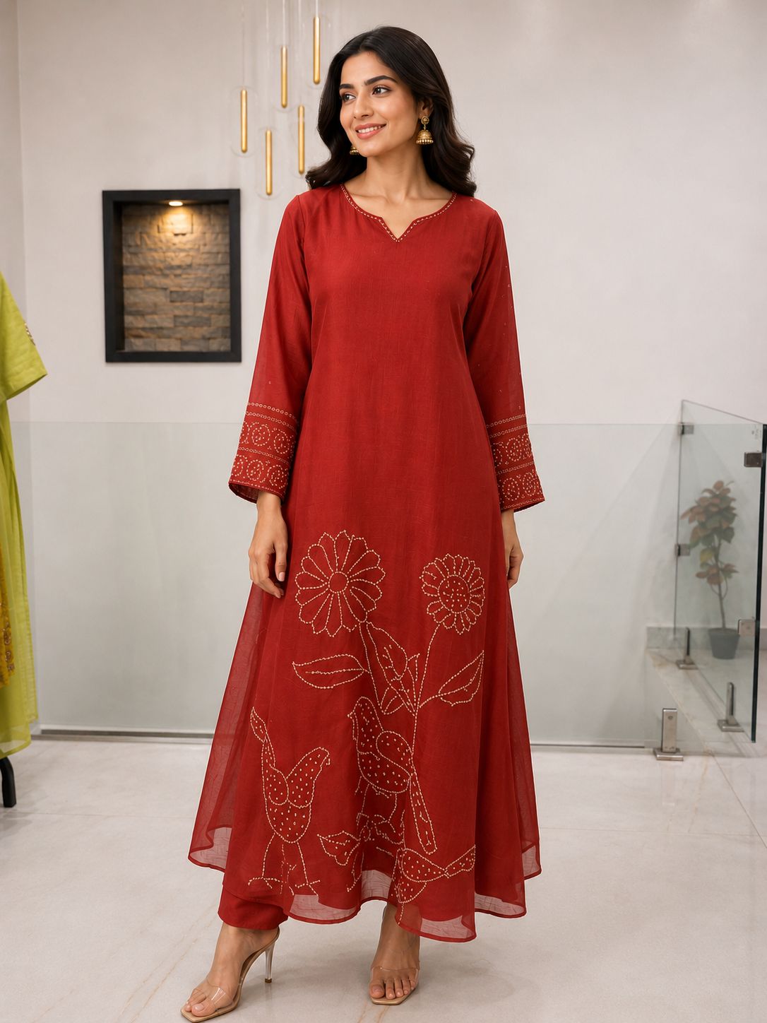 Linen Rust orange salwar set thumbnail