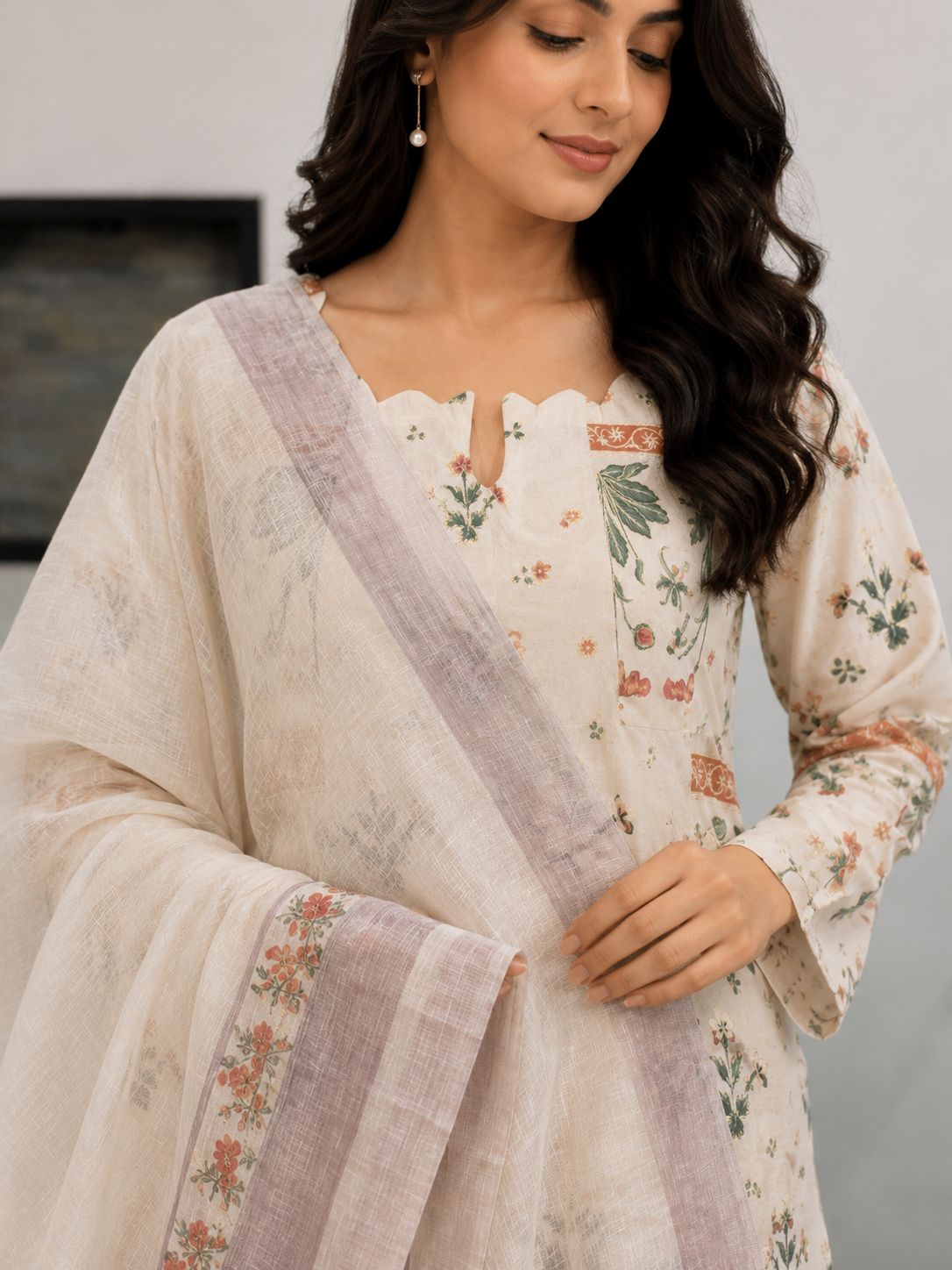 premium muslin white kurta set