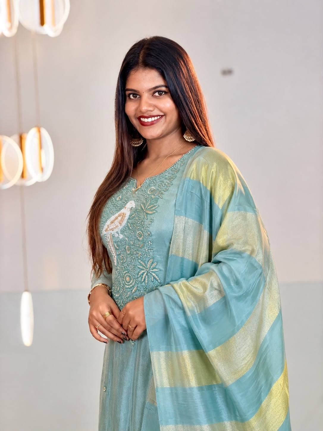 Glass Tissue Embroidered Dress Salwar set thumbnail