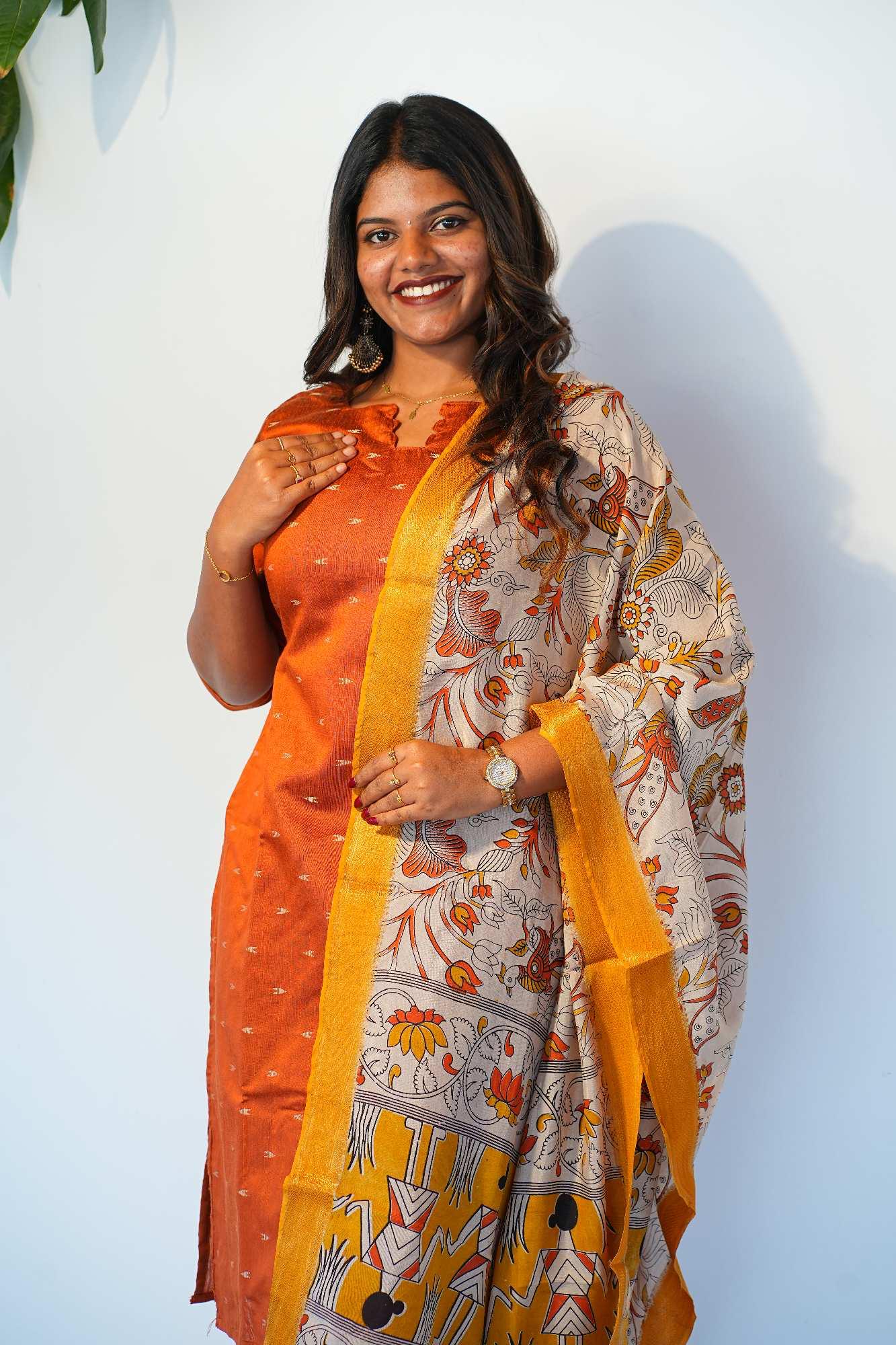 Raw silk butta -rust orange thumbnail