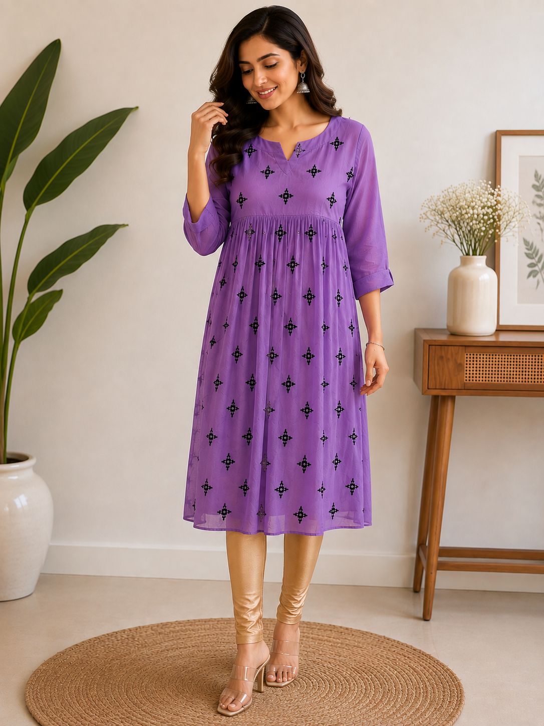 Maxi -Elegant purple A-line top thumbnail