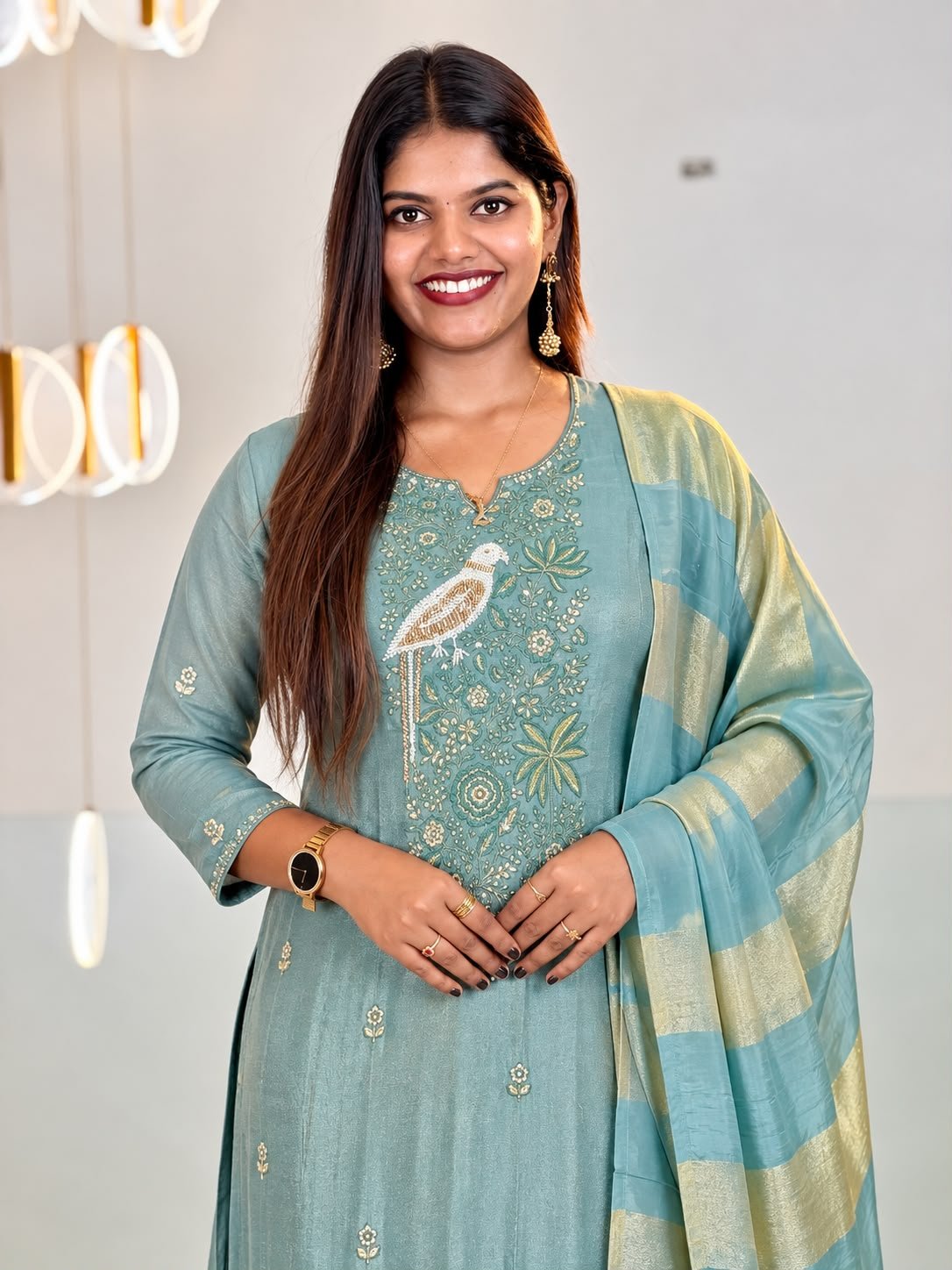 Glass Tissue Embroidered Dress Salwar set thumbnail