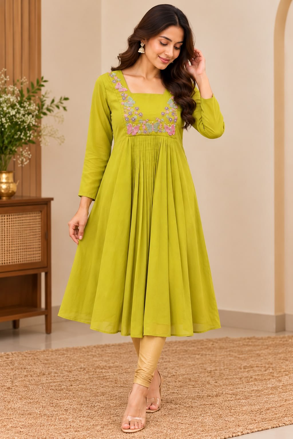 Elegant Lime Green Georgette Kurta