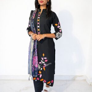 Black embroidery kurta set