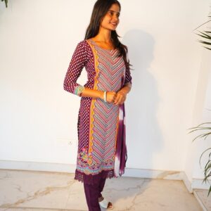 stylish kurta set with lace work