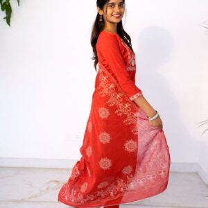 Rust orange cotton kurta set