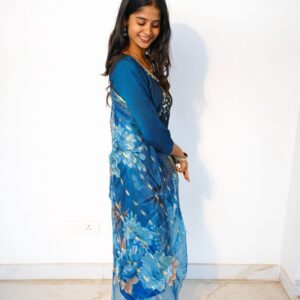 Teal blue kurta set-2