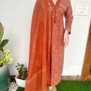 Burnt Orange 60-60 cotton Anarkali