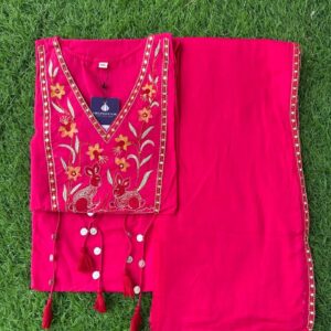 Elegant Ruby Pink 60-60 cotton suit set