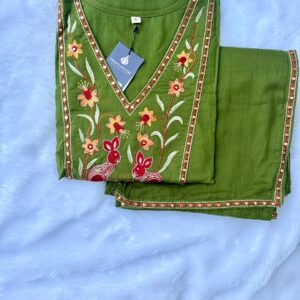 Elegant green 60-60 cotton suit set