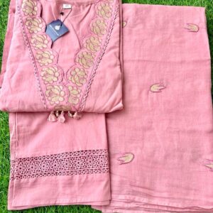 Soft peach-pink 60-60 cotton suit set