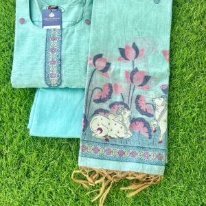 Sea green Jamdhani salwar with Pichwai work